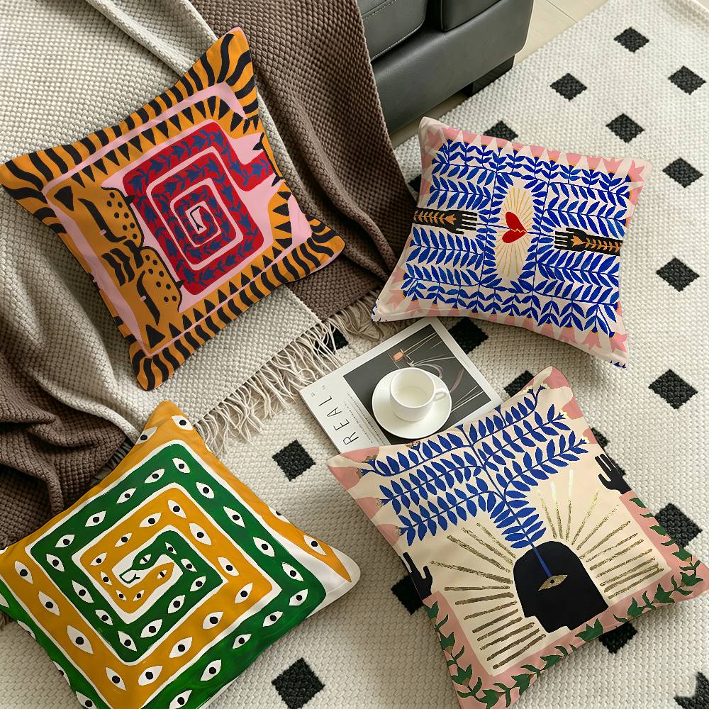 Home Textiles Egypt - ปลอกหมอนอิงลายเสือหลากสีสันสไตล์อียิปต์ ปลอกหมอนตกแต่ง ปลอกหมอนพิมพ์ลายสำหรับโซฟา