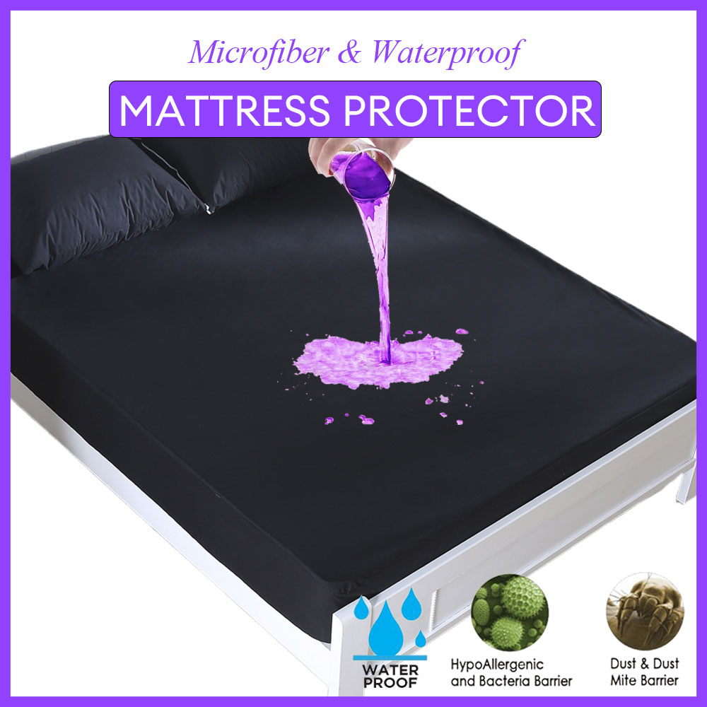 Mattress Protector Waterproof - แผ่นคลุมกันน้ำผ้าคลุมที่นอนแข็งสีดำ/เทา/น้ำเงินกรมท่าแผ่นคลุมผ้าปูที่นอน