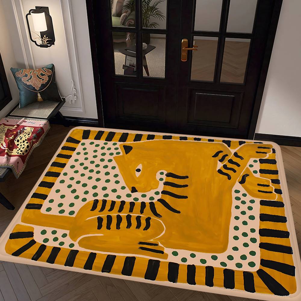 Home Textiles Egypt - พรมเช็ดเท้าลายเสือดาวอียิปต์โบราณ สไตล์นอร์ดิก สำหรับห้องนอน ห้องนั่งเล่น ระเบียงบ้าน ป้องกันการลื่น