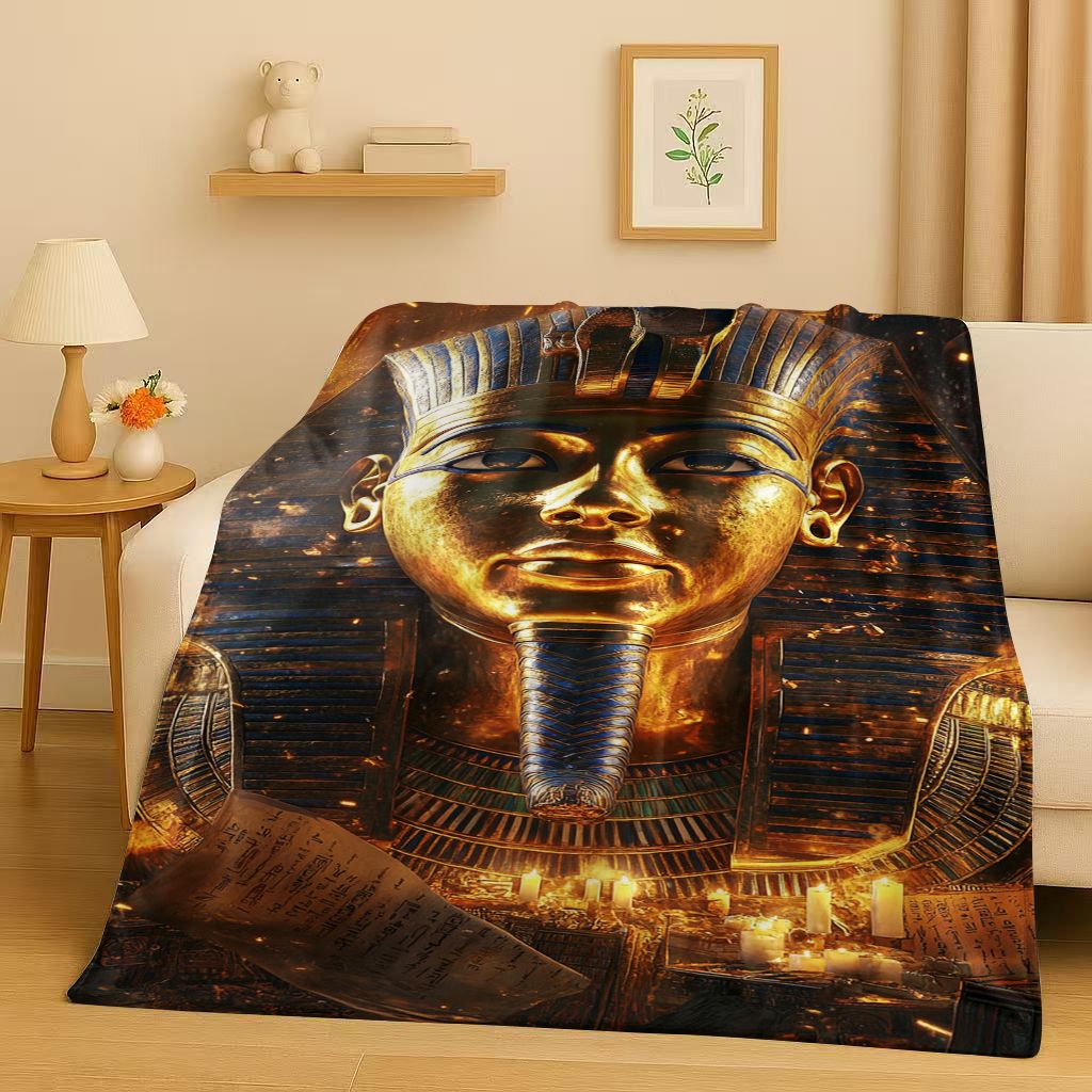 Home Textiles Egypt - ผ้าห่มลายการ์ตูนเทพอันูบิสฟาโรห์แห่งอียิปต์โบราณ ผ้าฟลานเนลเนื้อนุ่มพิเศษ สำหรับใช้ในบ้าน ห้องนอน เตียง โซฟา
