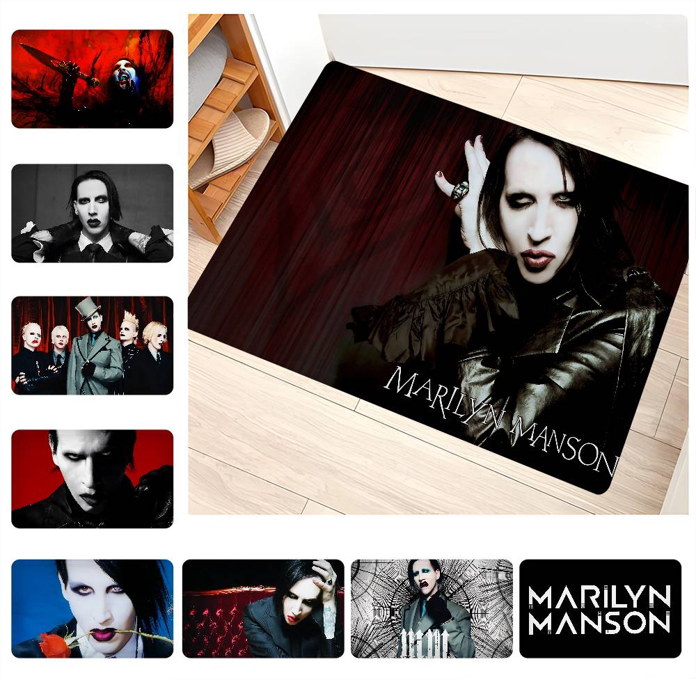 Home Textiles Industry - พรมเช็ดเท้าลายวงดนตรีอินดัสเทรียลร็อก Marilyn Manson สไตล์นอร์ดิก สำหรับห้องนอน ห้องนั่งเล่น